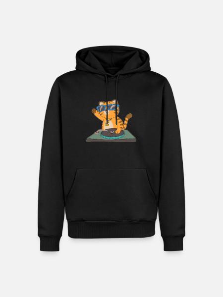 DJ Disc Jockey Disco Musik Katze Turntable Vinyl - Männer Premium Bio Hoodie - Schwarz