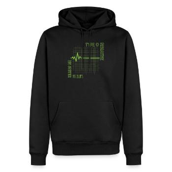 livet dræber mig type 0 negativ - Herre Premium økologisk hoodie - sort - Foran - Nico (187cm)