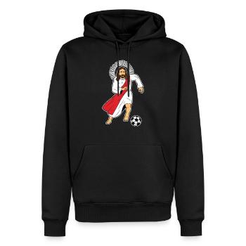 Jesus Christ Sport Football Footballeur Football - Sweat à capuche Premium bio Homme - noir - Devant - Nico (187cm)