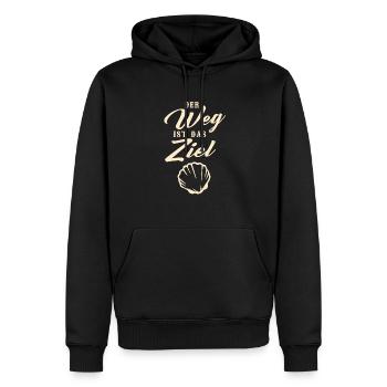 Camino de Santiago Pilger Jakobsweg Pilgermuschel - Männer Premium Bio Hoodie - Schwarz - Vorne - Nico (187cm)