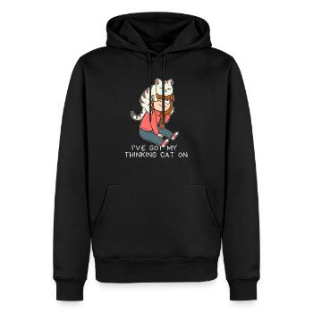 Thinking Thinking Cat Thinking Superior Hat Hats - Men’s Premium Organic Hoodie - black - Front - Nico (187cm)