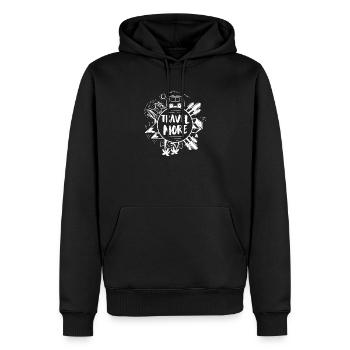 Travel More - Camper Vanlife Reisen Berge - Männer Premium Bio Hoodie - Schwarz - Vorne - Nico (187cm)