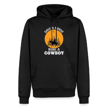 Sauver un cheval monter un cowboy - Sweat à capuche Premium bio Homme - noir - Devant - Nico (187cm)