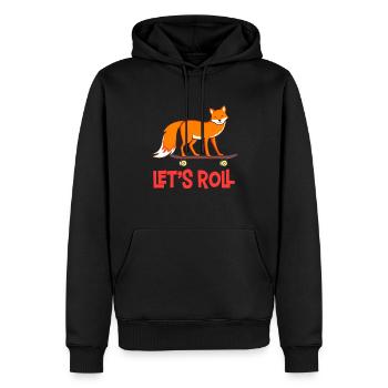 Fuchs auf Skateboard - Männer Premium Bio Hoodie - Schwarz - Vorne - Nico (187cm)