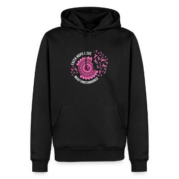 Faith Hope Love Breast Cancer Awareness - Sweat à capuche Premium bio Homme - noir - Devant - Nico (187cm)