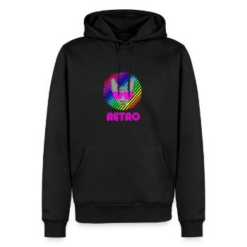 Chat rétro chat des années 90 - Sweat à capuche Premium bio Homme - noir - Devant - Nico (187cm)