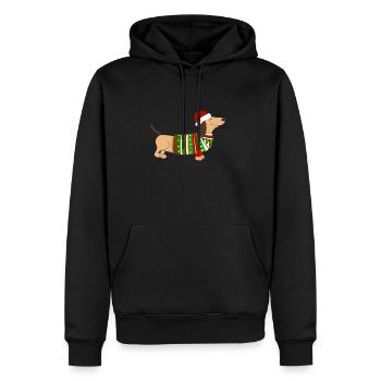 Chien de Noël cadeau de chien de teckel de Noël - Sweat à capuche Premium bio Homme - noir - Devant - Nico (187cm)