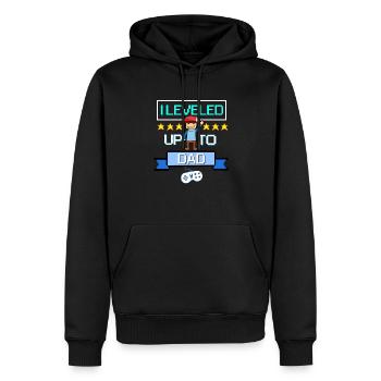 Level Up Daddy Daddy Retro Pixel Gamer Gaming Daddy - Men’s Premium Organic Hoodie - black - Front - Nico (187cm)