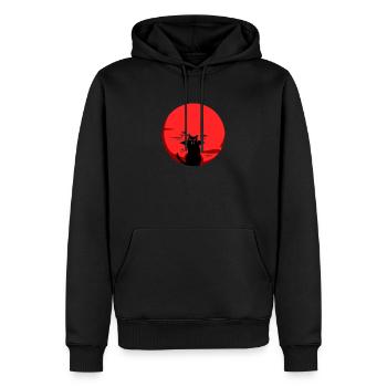 Chat noir vampire - Sweat à capuche Premium bio Homme - noir - Devant - Nico (187cm)