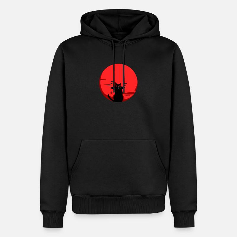 Schwarze Katze Vampir - Männer Premium Bio Hoodie - Schwarz