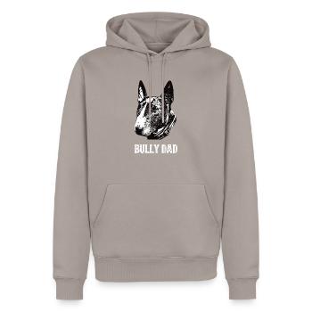 Bully Dad Brindle Bull Terrier - Men’s Premium Organic Hoodie - taupe - Front - Nico (187cm)