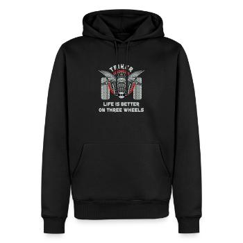 Trike Moto Moto Trois Roues Cadeau - Sweat à capuche Premium bio Homme - noir - Devant - Nico (187cm)