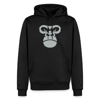 Gorille visage dos d’argent singe cadeau - Sweat à capuche Premium bio Homme - noir - Devant - Nico (187cm)