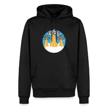 UFO - Männer Premium Bio Hoodie - Schwarz - Vorne - Nico (187cm)