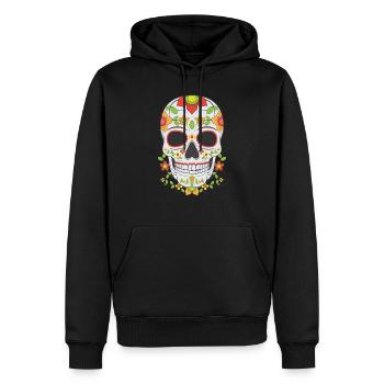 Masque de crâne en sucre - Sweat à capuche Premium bio Homme - noir - Devant - Nico (187cm)