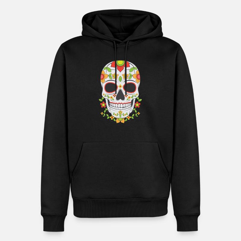 Masque de crâne en sucre - Sweat à capuche Premium bio Homme - noir