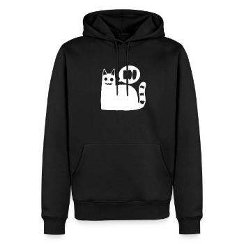 Le chat boo - Sweat à capuche Premium bio Homme - noir - Devant - Nico (187cm)