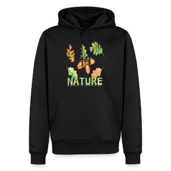 Love Nature Eichenblatt - Männer Premium Bio Hoodie - Schwarz - Vorne - Nico (187cm)