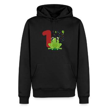 1 an cadeau enfants grenouille 1.anniversaire un - Sweat à capuche Premium bio Homme - noir - Devant - Nico (187cm)