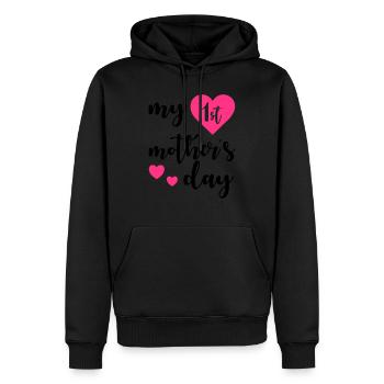 1st Mothers day - Sweat à capuche Premium bio Homme - noir - Devant - Nico (187cm)