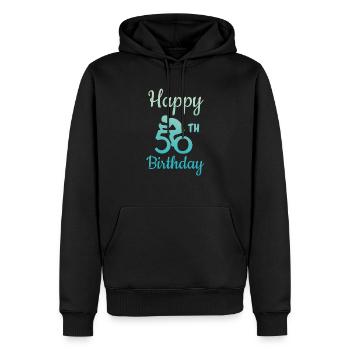 50th birthday Fiftieth cyclist gift - Men’s Premium Organic Hoodie - black - Front - Nico (187cm)