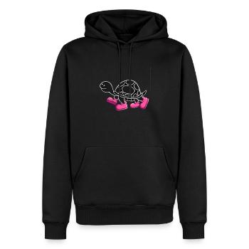 Tortue avec des chaussures roses - Sweat à capuche Premium bio Homme - noir - Devant - Nico (187cm)