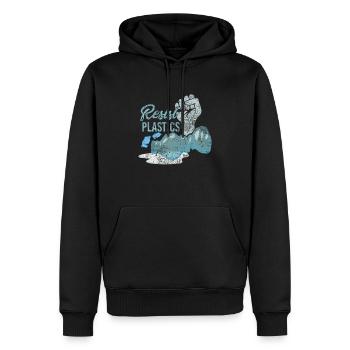 Resist Plastics Zero Waste Plastic Free Plastic Spr - Men’s Premium Organic Hoodie - black - Front - Nico (187cm)