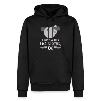 Cadeau drôle de paresse Fille drôle qui aime les paresseux - Sweat à capuche Premium bio Homme - noir - Devant - Nico (187cm)