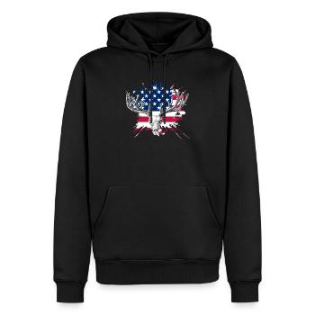 Chasse au cerf cadeau drapeau américain chasseur - Sweat à capuche Premium bio Homme - noir - Devant - Nico (187cm)
