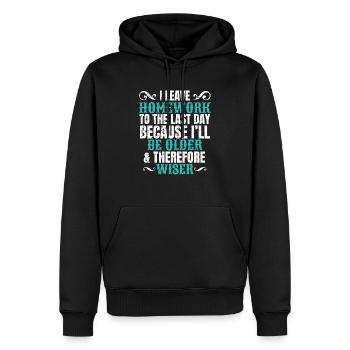 Cadeau de devoirs drôle Humour Jeunes filles et garçons - Sweat à capuche Premium bio Homme - noir - Devant - Nico (187cm)