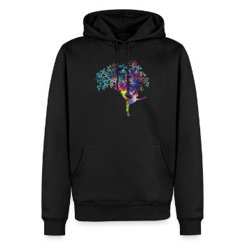 Yoga woman tree psychedelic - Men’s Premium Organic Hoodie - black - Front - Nico (187cm)