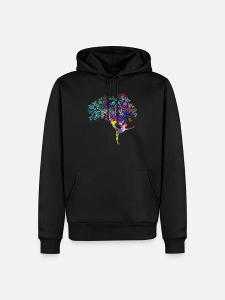 Yoga woman tree psychedelic - Men’s Premium Organic Hoodie - black