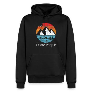 Je déteste les gens - Sweat à capuche Premium bio Homme - noir - Devant - Nico (187cm)