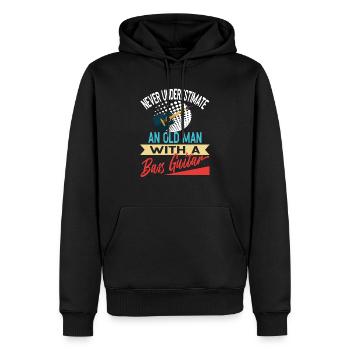 funny An Old Man With A Bass Guitar - Männer Premium Bio Hoodie - Schwarz - Vorne - Nico (187cm)