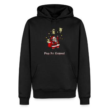 Pugs For Everyone Weihnachtsmann Verteilt Geschenk - Männer Premium Bio Hoodie - Schwarz - Vorne - Nico (187cm)