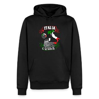 T-shirt Roma Italia, Roma est ma chemise de ville préférée - Sweat à capuche Premium bio Homme - noir - Devant - Nico (187cm)