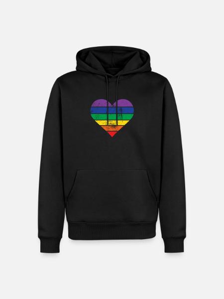 Herz Regenbogen - Männer Premium Bio Hoodie - Schwarz