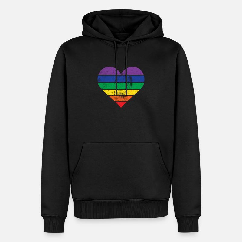 Herz Regenbogen - Männer Premium Bio Hoodie - Schwarz