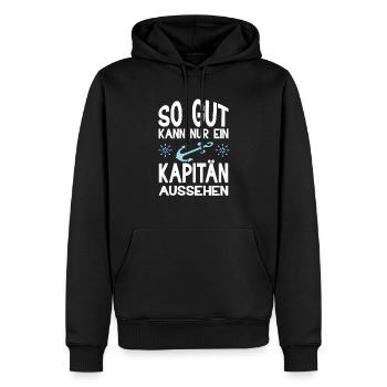 KAPITÄN - Männer Premium Bio Hoodie - Schwarz - Vorne - Nico (187cm)