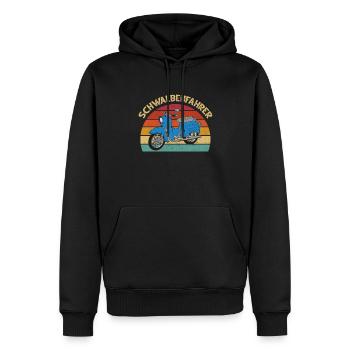 Schwalbenfahrer Simsonfahrer Schwalbe Simson KR51 - Männer Premium Bio Hoodie - Schwarz - Vorne - Nico (187cm)