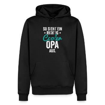 So sieht ein richtig cooler Opa aus. - Männer Premium Bio Hoodie - Schwarz - Vorne - Nico (187cm)