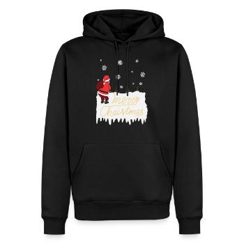 Joyeux noël, père noël, pipi, laid, christ - Sweat à capuche Premium bio Homme - noir - Devant - Nico (187cm)