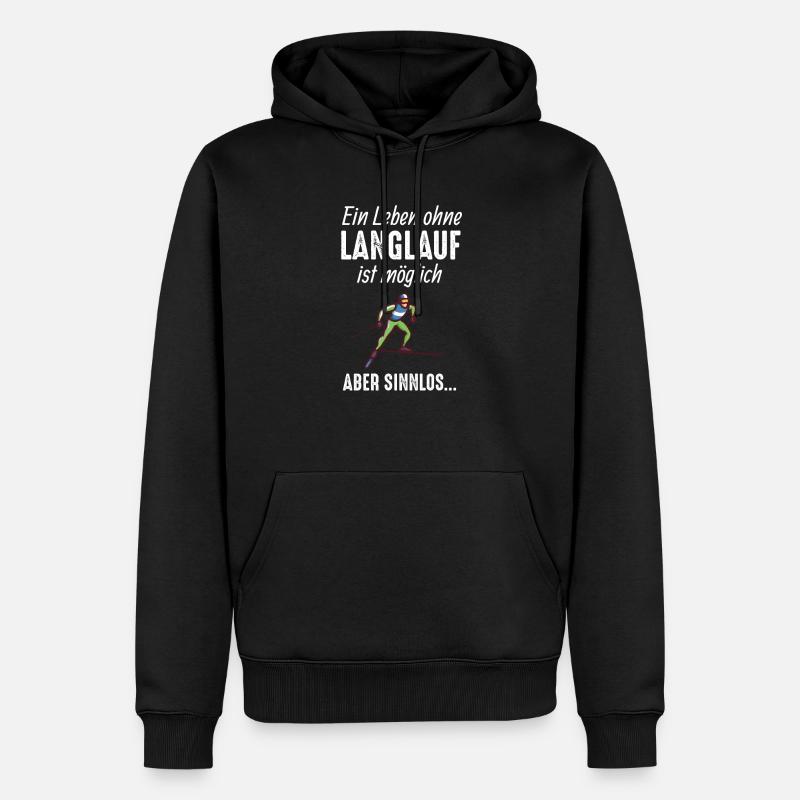Langlauf lustiger Spruch Langläufer Geschenk - Männer Premium Bio Hoodie - Schwarz