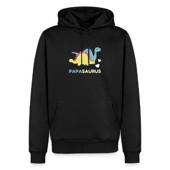 Papasaurus cool gift idea for expectant fathers - Men’s Premium Organic Hoodie - black - Front - Nico (187cm)