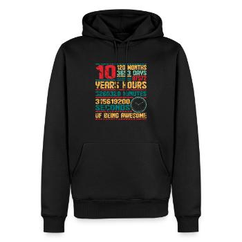 10e anniversaire 10 ans Bday Ten - Sweat à capuche Premium bio Homme - noir - Devant - Nico (187cm)