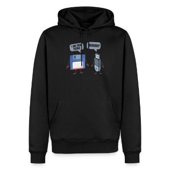 I AM YOUR FATHER USB Floppy Disk Funny Computer - Männer Premium Bio Hoodie - Schwarz - Vorne - Nico (187cm)