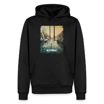 AMSTERDAM - Männer Premium Bio Hoodie - Schwarz - Vorne - Nico (187cm)