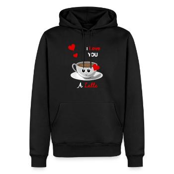 Je t'aime un latte - cadeau d'amour de la Saint-Valentin - Sweat à capuche Premium bio Homme - noir - Devant - Nico (187cm)