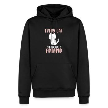 Katze bester Freund - Männer Premium Bio Hoodie - Schwarz - Vorne - Nico (187cm)