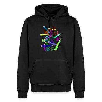 Conception de souris Fleda: lettres, chiffres et stylos - Sweat à capuche Premium bio Homme - noir - Devant - Nico (187cm)